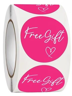 50 PCS Hot Pink "Free Gift" Round Stickers